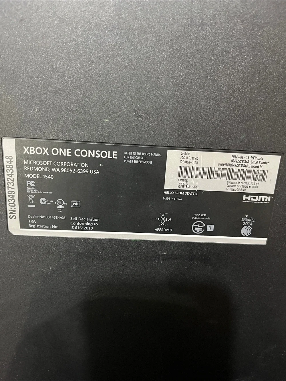 Untested Microsoft Xbox One Console - Black